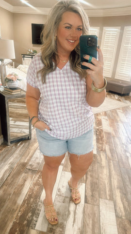 Lavender Plaid Top