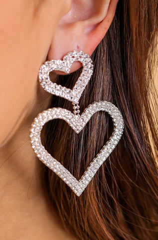 Splash of Love Rhinestone Heart Earrings