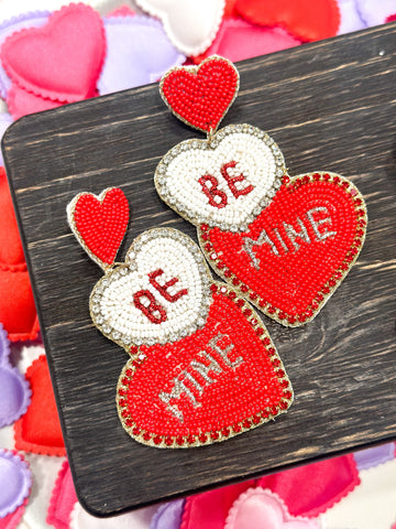 Be Mine Beaded Earrings-Red