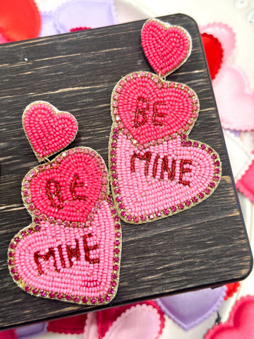 Be Mine Beaded Earrings-Pink