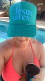 Jesus Saves Trucker Cap-Teal