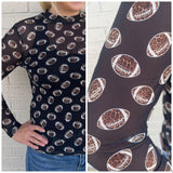 Girls of Fall Leopard Football Mesh Long Sleeve Top