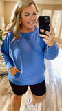 Cool To Be Casual Sweatshirt With Pockets-Blue